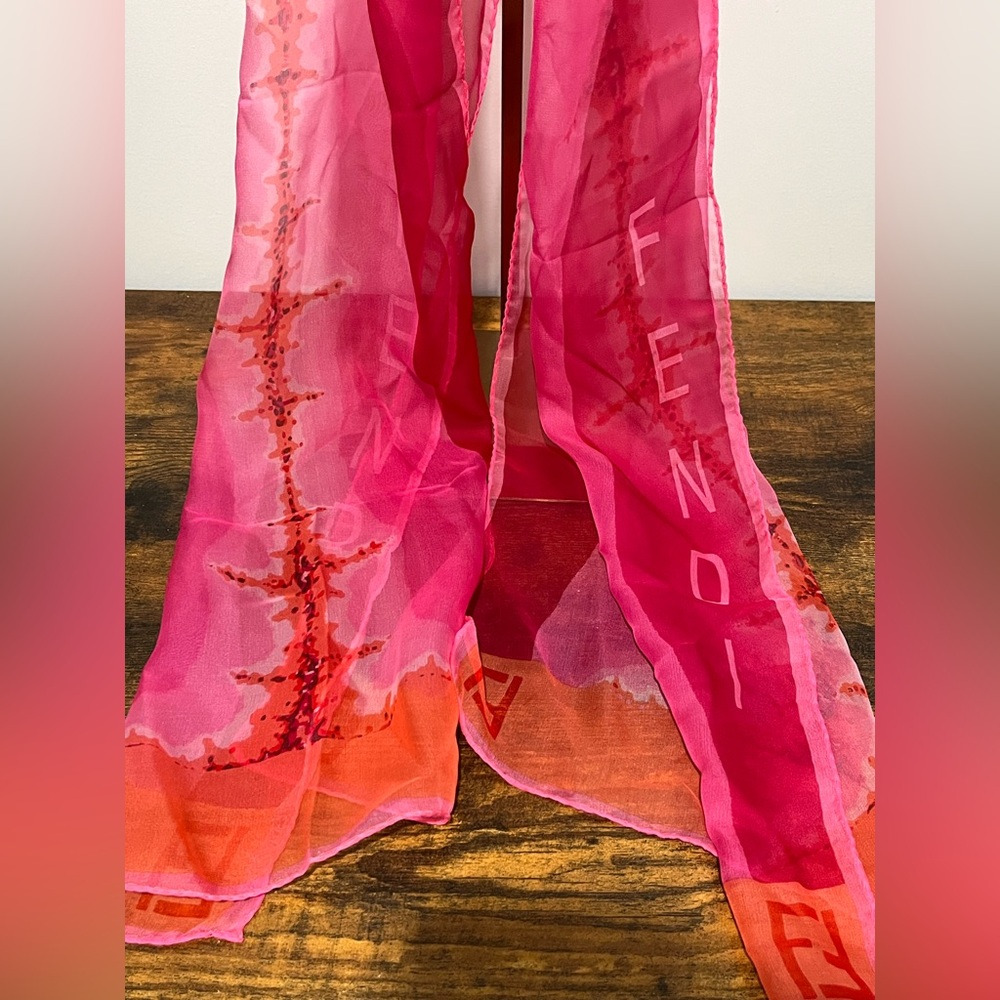 NWT Fendi Silk Scarf in Pink and Red